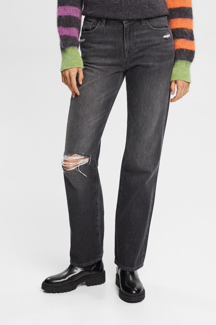 High-rise western bootcut jeans met gescheurde details, GREY MEDIUM WASHED, detail image number 0