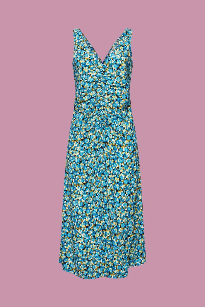 Mouwloze midi-jurk met print all-over, TURQUOISE, detail image number 6