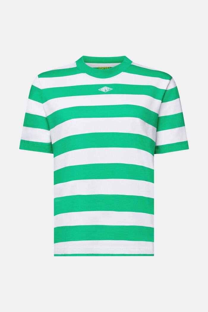 T-shirt à logo brodé rayé en coton Pima, GREEN, detail image number 7