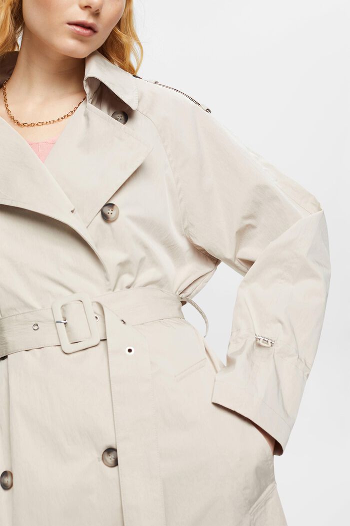 Double-breasted trenchcoat met ceintuur, LIGHT TAUPE, detail image number 2