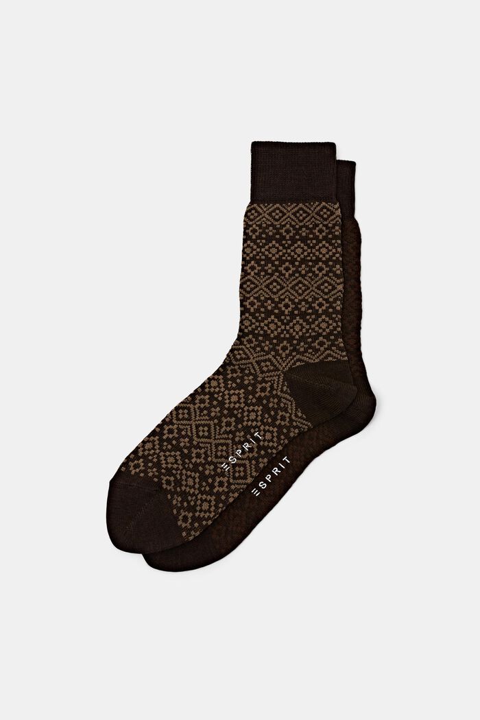 Set van 2 paar sokken van een wolmix met een Noors patroon