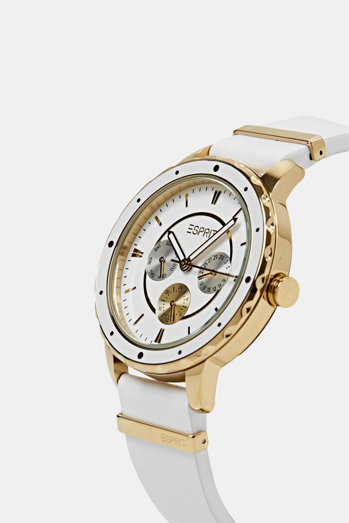 Multifunctioneel horloge met leren bandje, GOLD, detail image number 1