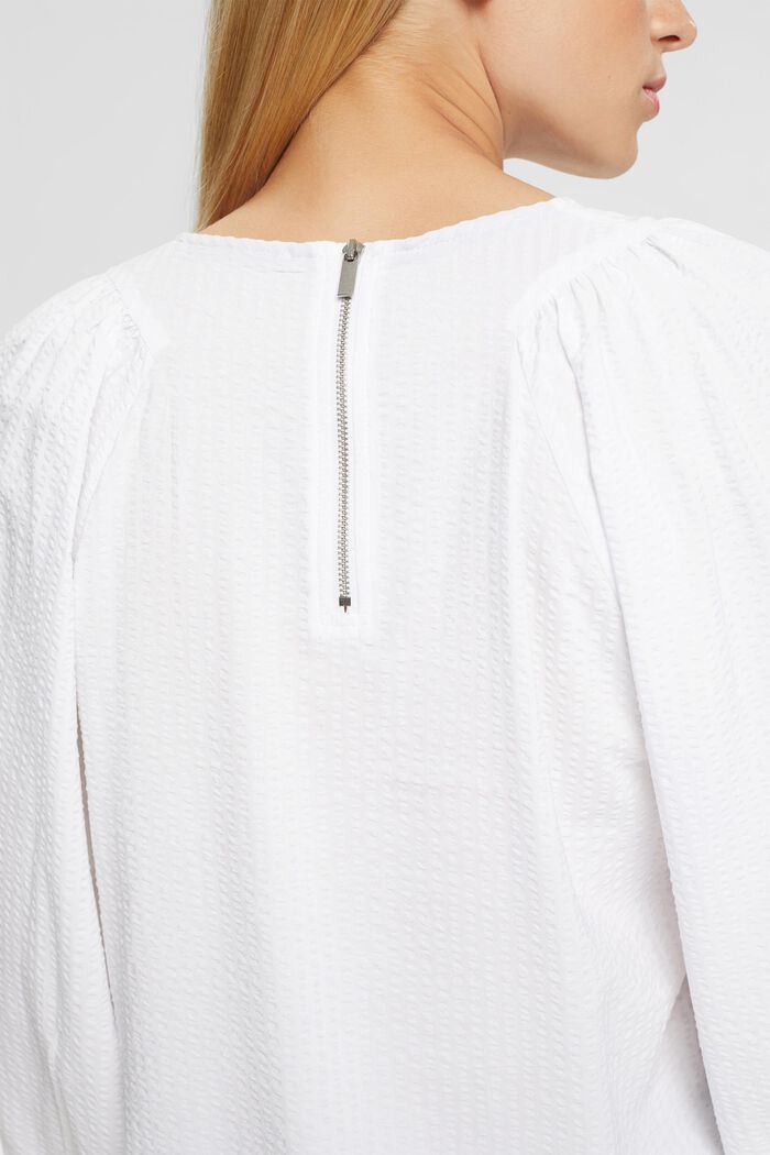 Gestructureerde blouse, katoenmix, WHITE, detail image number 4