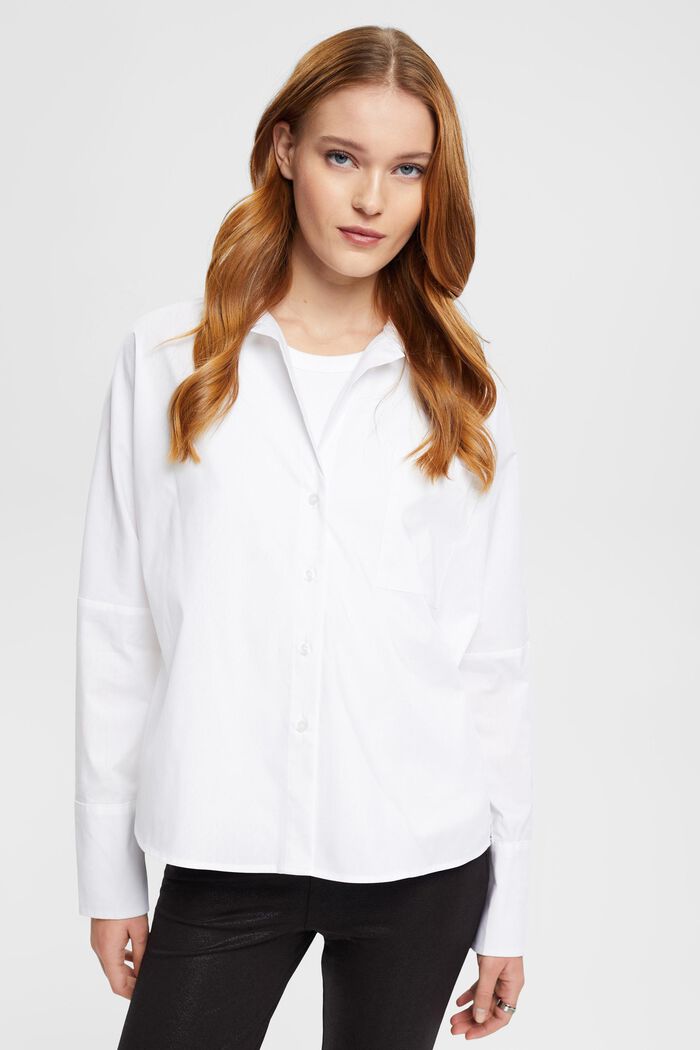 Popeline blouse, WHITE, detail image number 0