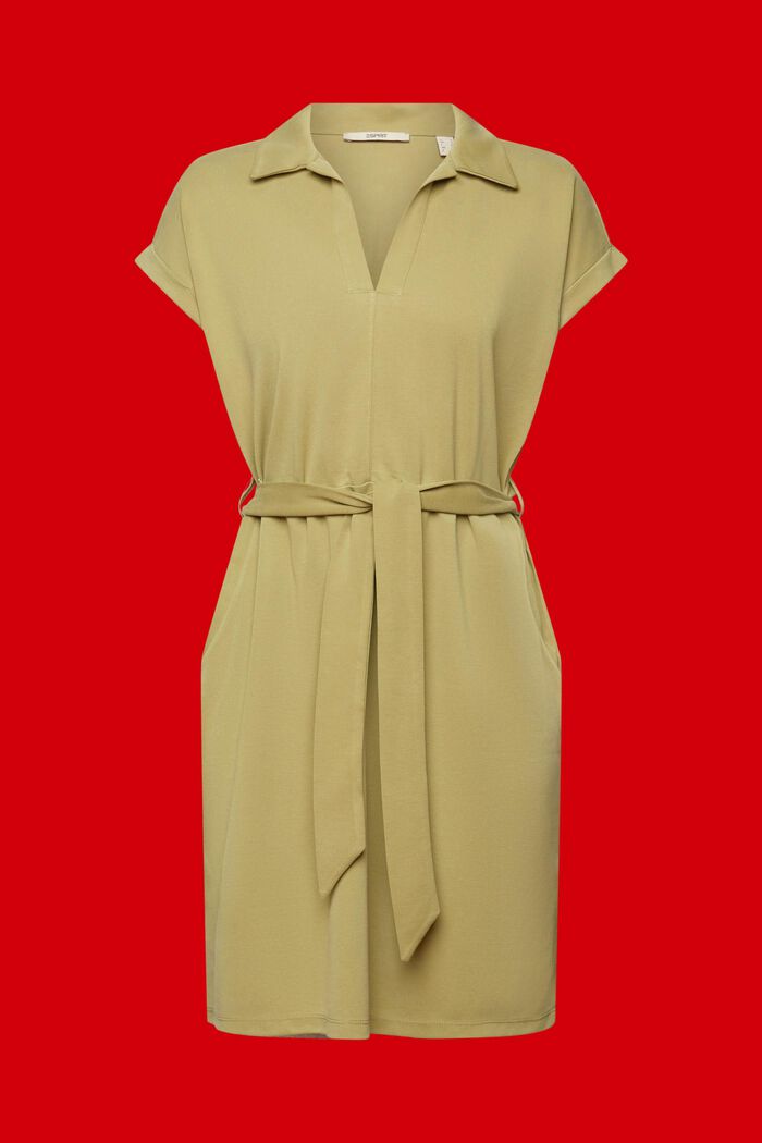 Gebreide jurk met strikceintuur, TENCEL™, PISTACHIO GREEN, detail image number 6