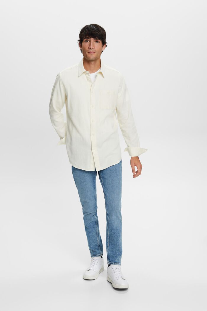 Slim fit overhemd met structuur, 100% katoen, ICE, detail image number 1