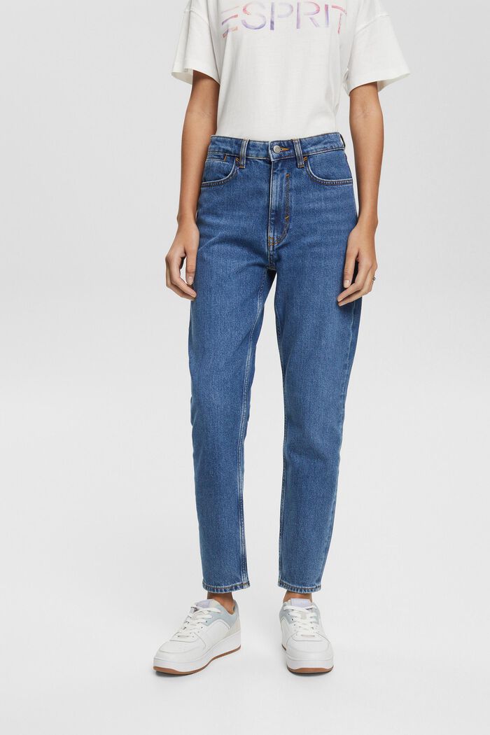 Straight leg jeans met hoge taille, BLUE MEDIUM WASHED, detail image number 0