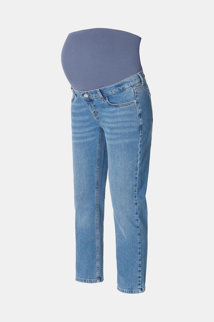 Jeans met cropped pijpen en band over de buik, MEDIUM WASHED, detail image number 4