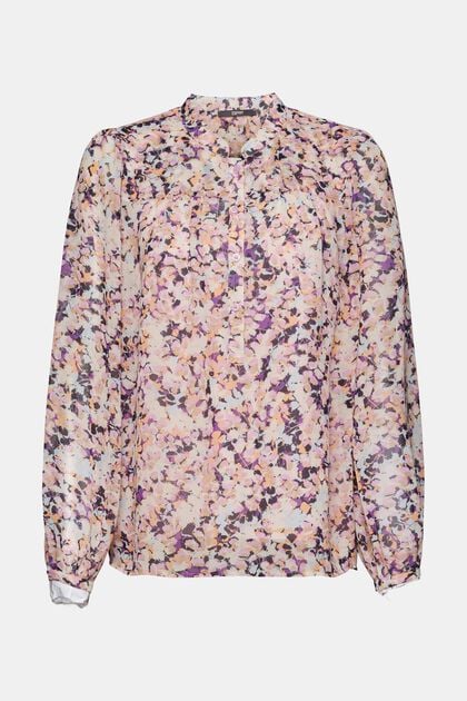 Chiffon blouse met motief, LILAC, overview