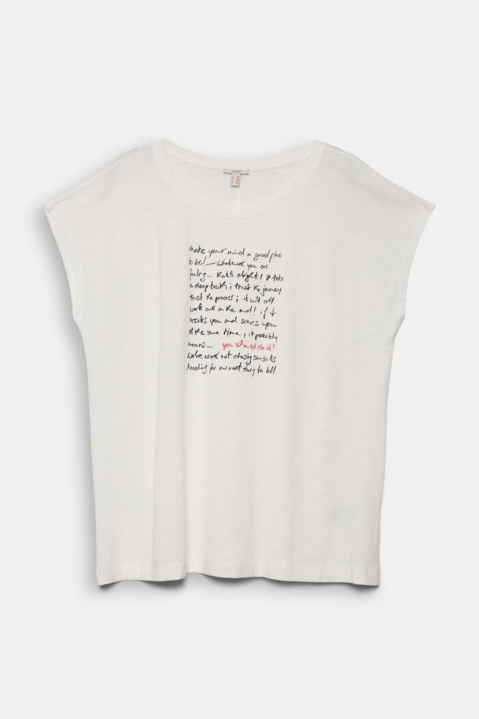 CURVY shirt met tekstprint, mix met biologisch katoen, OFF WHITE, detail image number 0