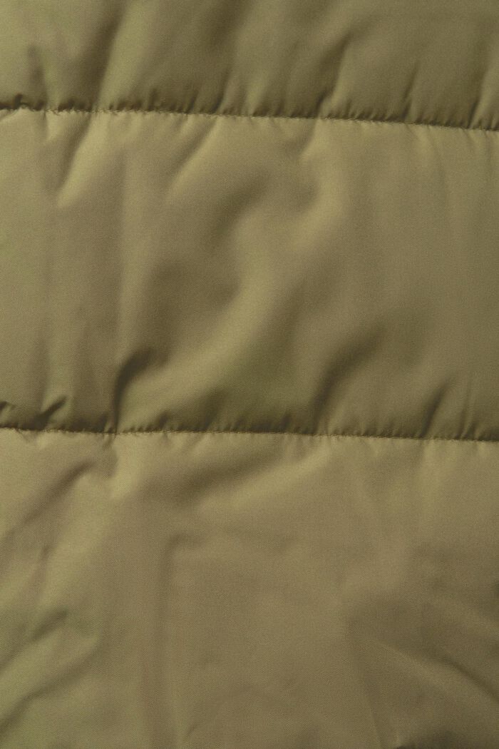 Gewatteerde mantel met ribgebreide details, DARK KHAKI, detail image number 1