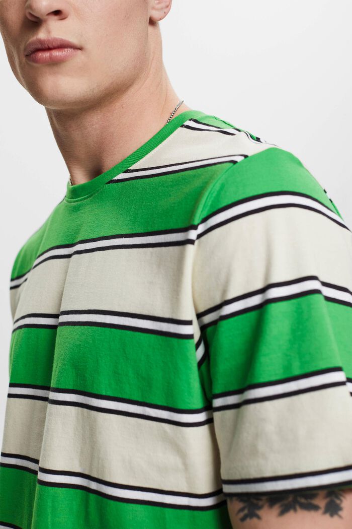 T-shirt rayé en coton durable, GREEN, detail image number 2