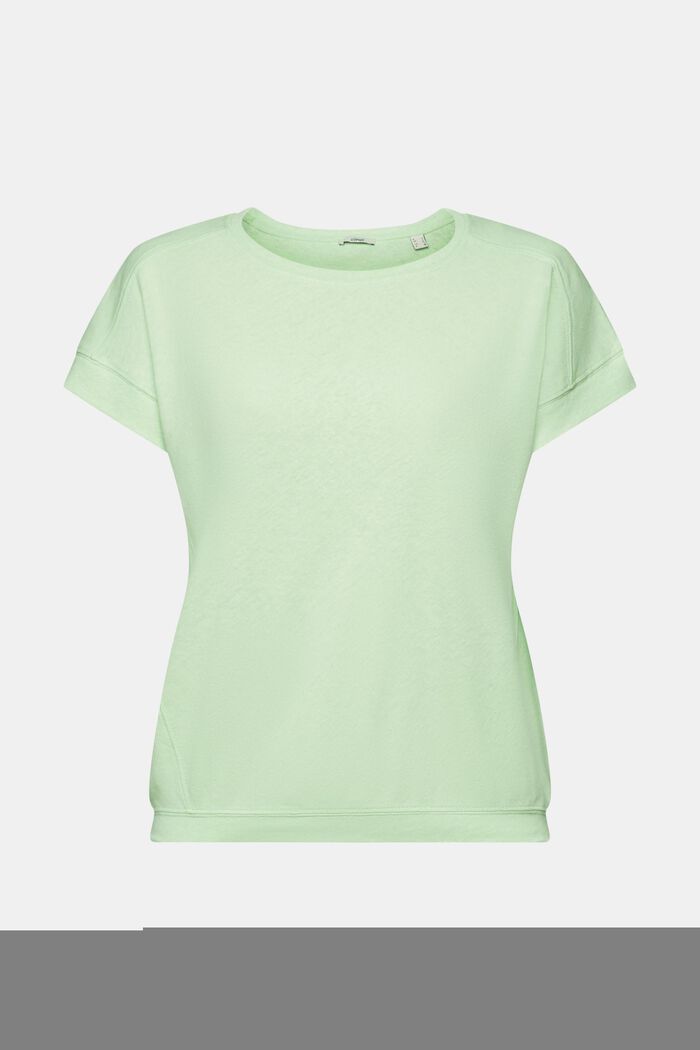 T-shirt van een mix van katoen en linnen, CITRUS GREEN, detail image number 5