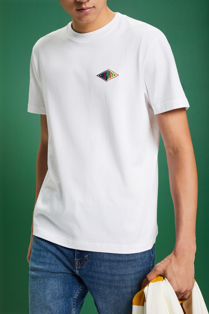 T-shirt van katoen-jersey met logo, WHITE, detail image number 2