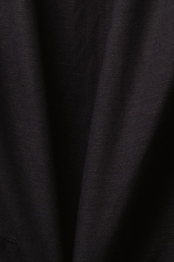 Midi-jurk van een geweven linnen-viscosemix, BLACK, detail image number 5