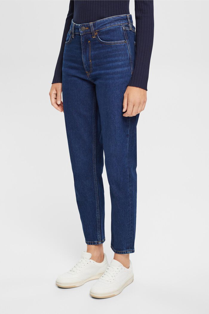 High-rise mom fit jeans, BLUE DARK WASHED, detail image number 0
