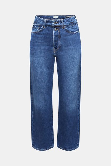 High-rise dad fit jeans met bijpassende riem, BLUE MEDIUM WASHED, overview