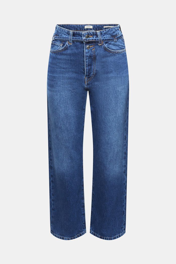 High-rise dad fit jeans met bijpassende riem, BLUE MEDIUM WASHED, detail image number 6