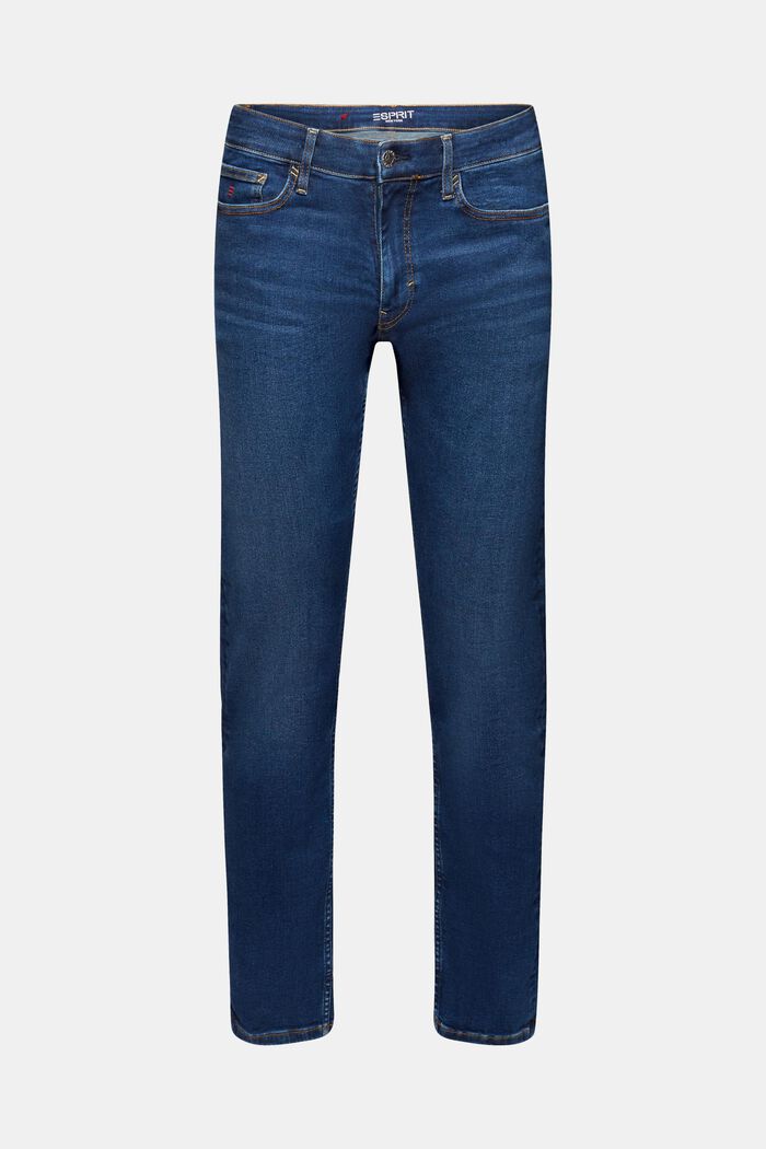 Slim fit jeans met middelhoge taille, BLUE DARK WASHED, detail image number 7