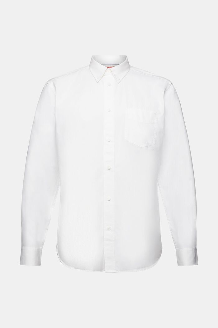 Chemise à col boutonné en popeline, 100 % coton, WHITE, detail image number 8