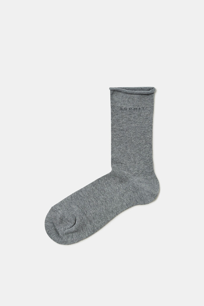 2 paar grofgebreide sokken, LIGHT GREY MELANGE, detail image number 0