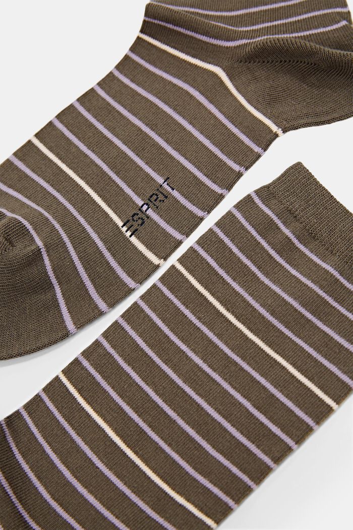 Set van 2 paar gestreepte sokken, organic cotton, MILITARY, detail image number 1