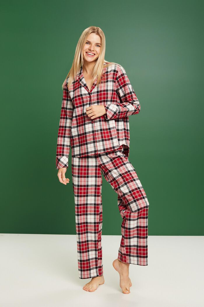 Geruite flanellen pyjama, NEW RED, detail image number 1