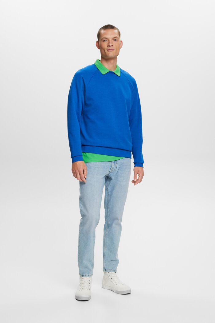 Basic sweatshirt, katoenmix, BRIGHT BLUE, detail image number 1