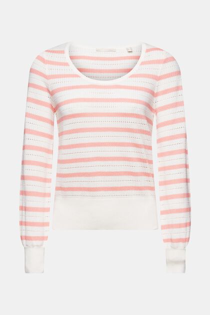 Pull-over en maille pointelle de coton, NEW OFF WHITE, overview