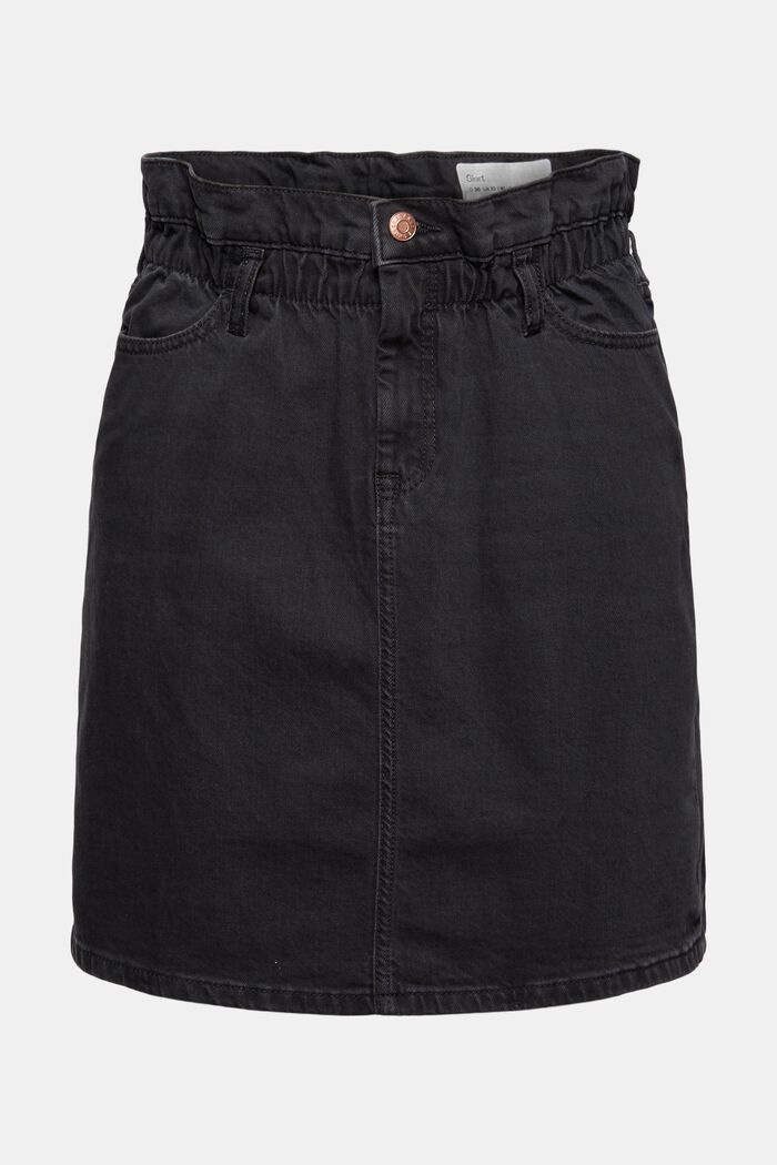 Mini-jupe en jean à taille paper bag, BLACK DARK WASHED, detail image number 7