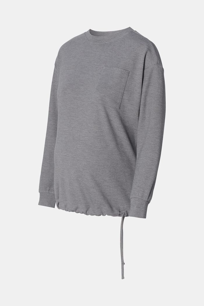 Sweatshirt met tunnelkoord in de zoom, MEDIUM GREY, detail image number 4