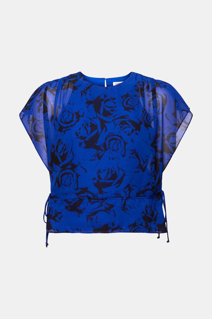 Chiffon blouse met tunnelkoord en print, BRIGHT BLUE, detail image number 6