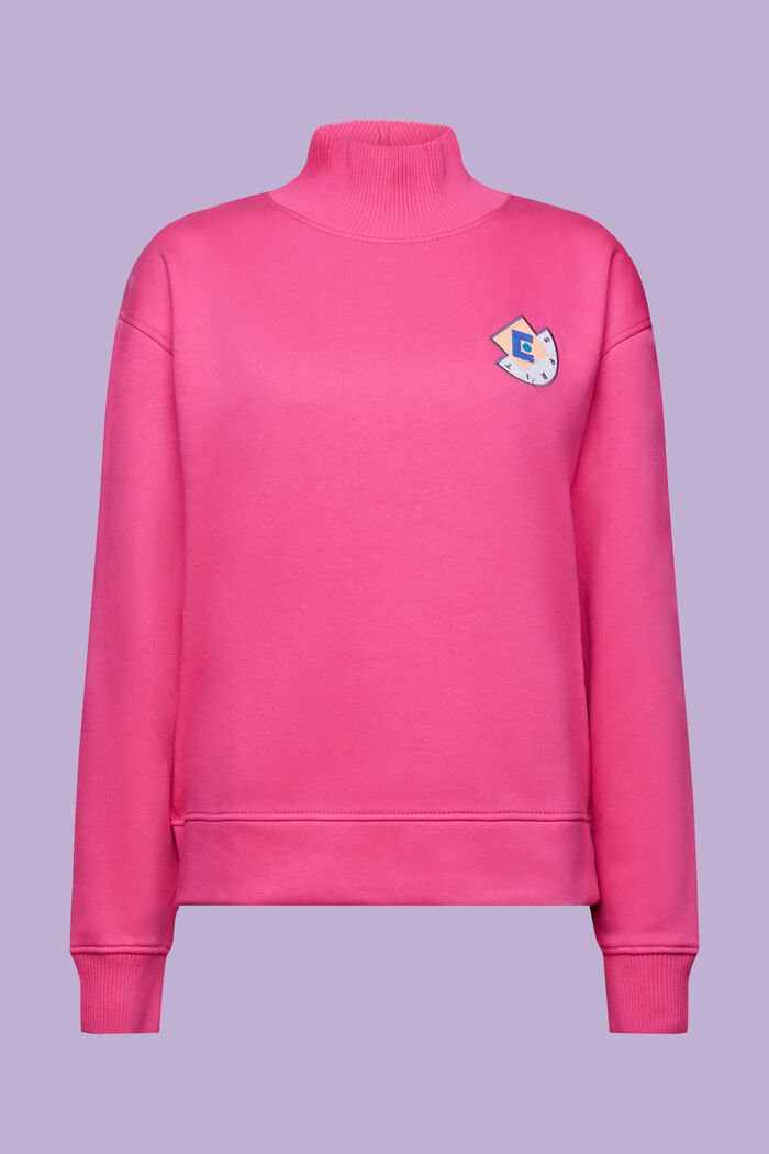 Sweatshirt met opstaande kraag en logo, PINK FUCHSIA, detail image number 6