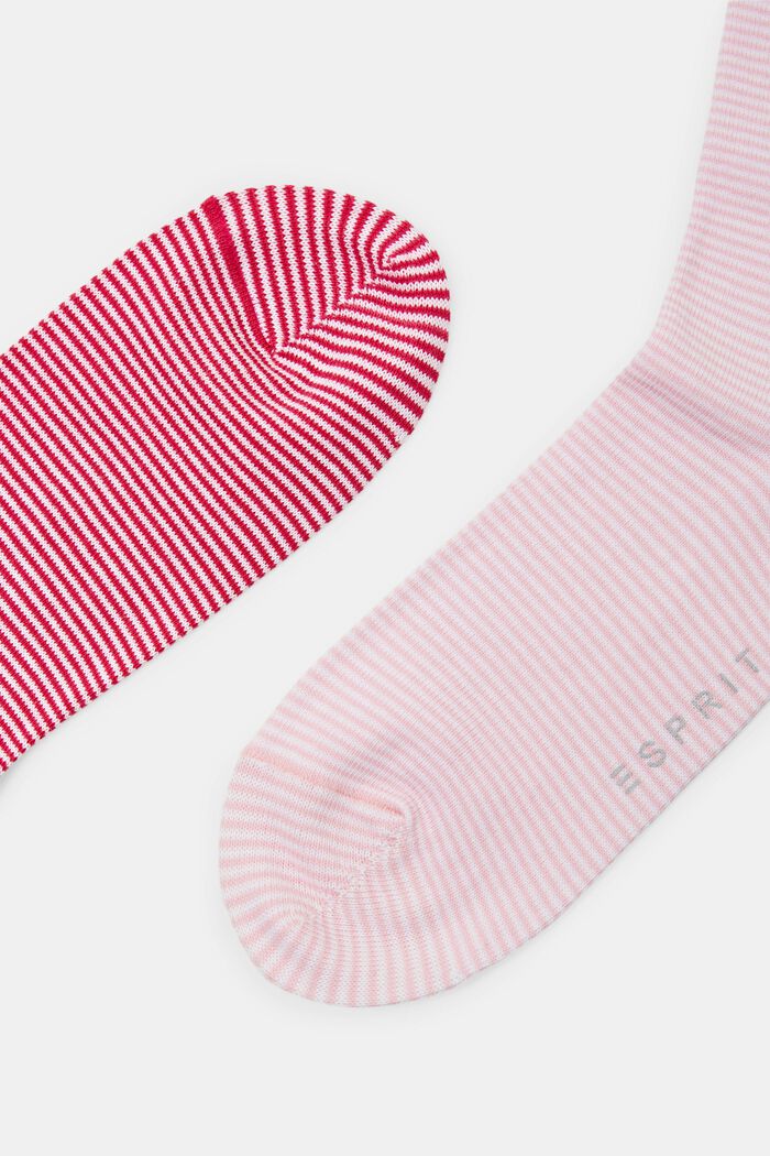 Chaussettes rayées à bords roulottées, coton biologique, RED/ROSE, detail image number 2