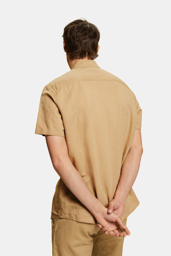T-shirt à manches courtes en mélange de lin et de coton, BEIGE, detail image number 3