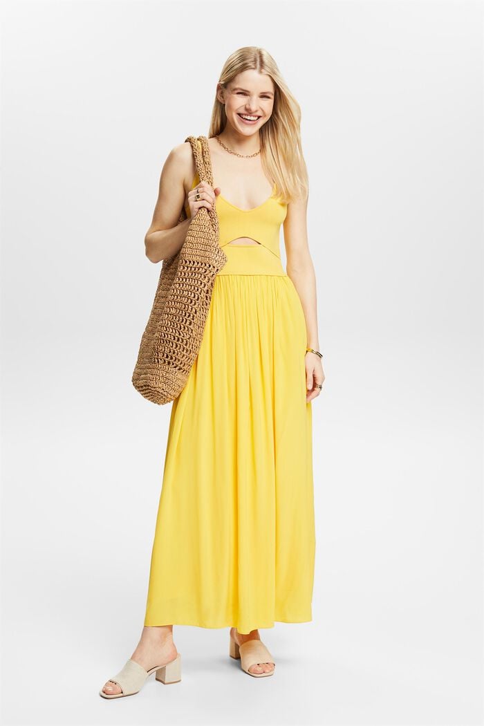 Midi-jurk met cut-out, SUNFLOWER YELLOW, detail image number 1