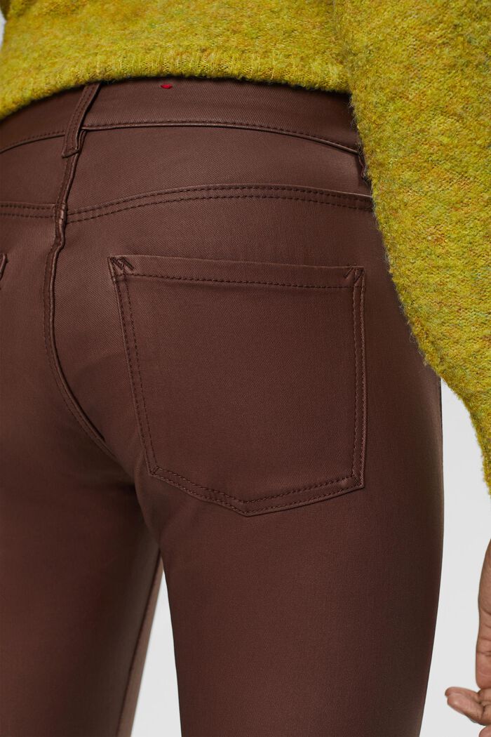 Pantalon enduit coupe Skinny Fit taille mi-haute, BROWN, detail image number 4