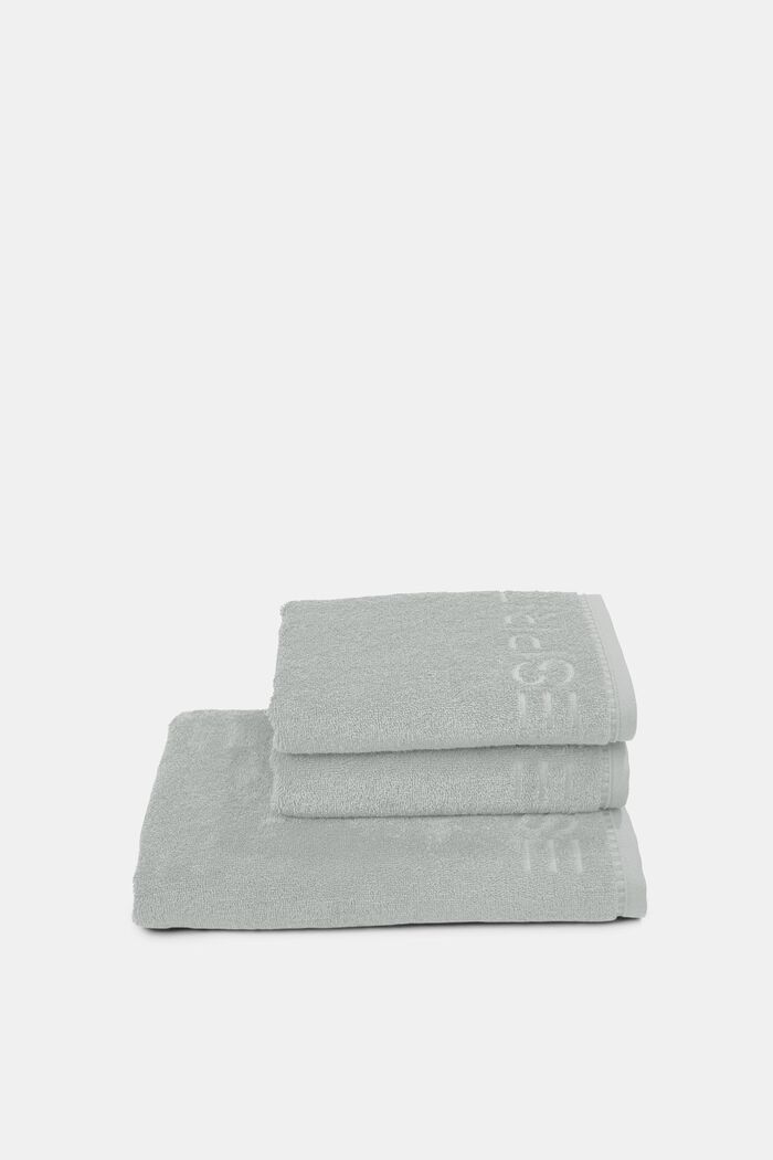 À teneur en TENCEL™ : le lot de 3 serviettes en tissu éponge, STONE, detail image number 2