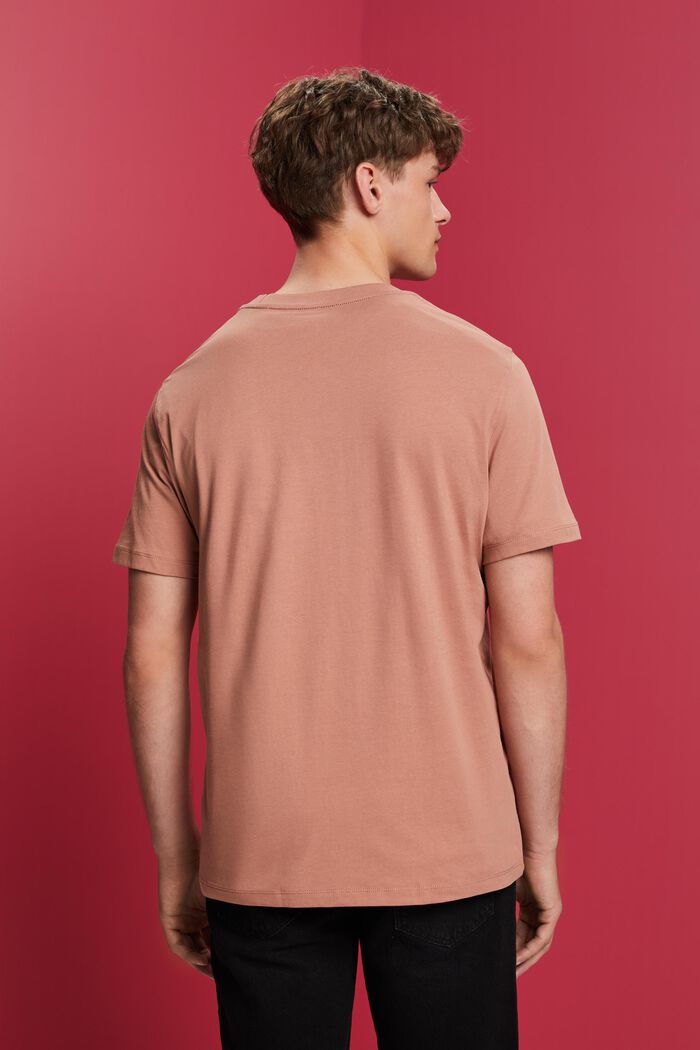 T-shirt met ronde hals en print, 100% katoen, DARK OLD PINK, detail image number 3