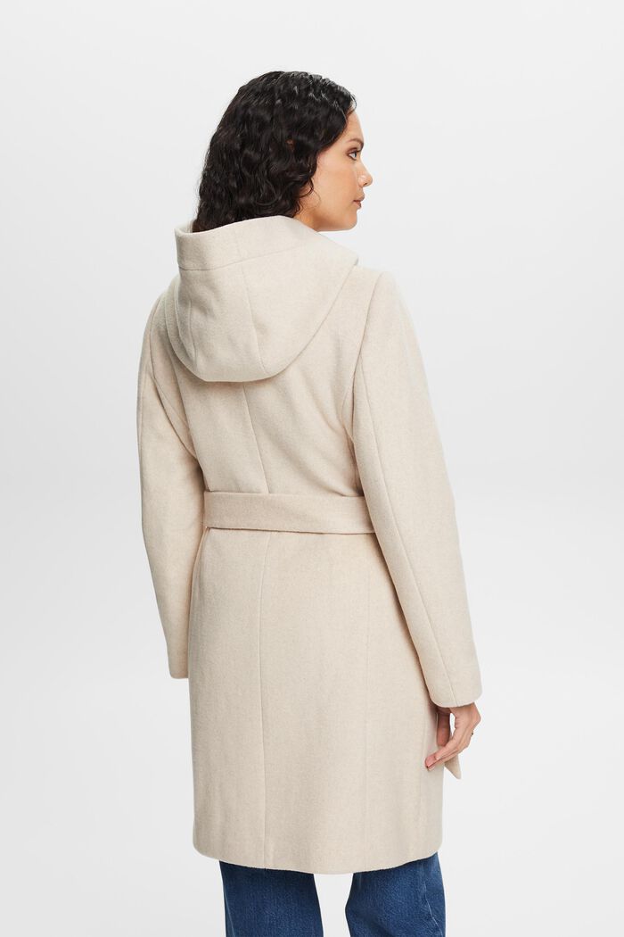 En matières recyclées : manteau à capuche en laine mélangée doté d’une ceinture, ICE, detail image number 2