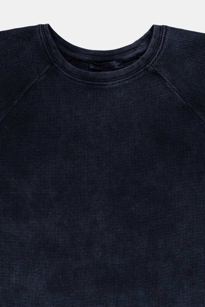 T-shirt raccourci et texturé en coton, BLUE DARK WASHED, detail image number 2