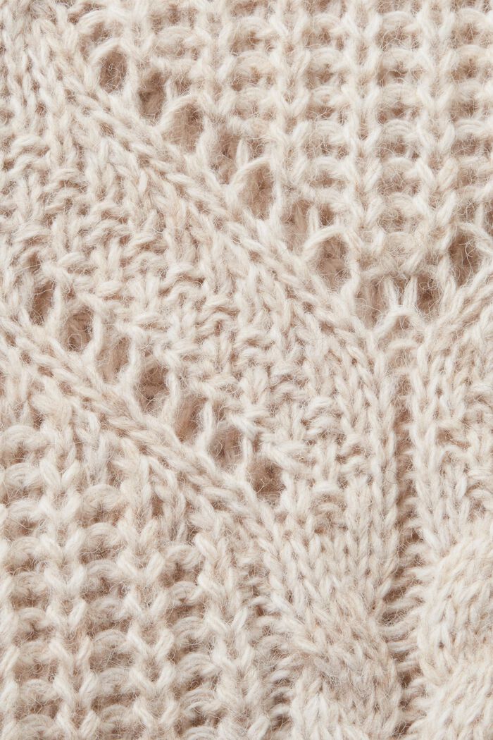 Pull-over en laine mélangée à maille ajourée, DUSTY NUDE, detail image number 5