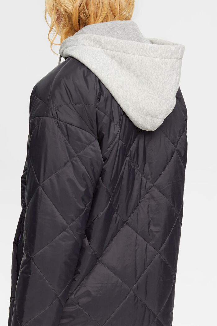 Manteau matelassé à capuche en molleton amovible, BLACK, detail image number 4
