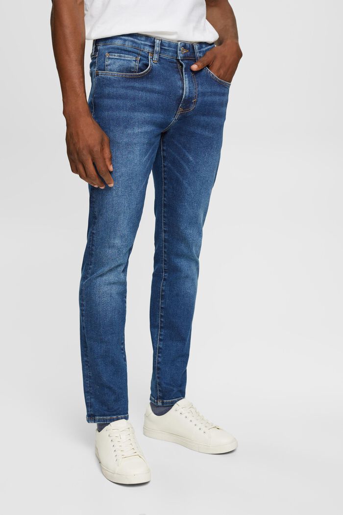 Slim fit jeans met middelhoge taille, BLUE MEDIUM WASHED, detail image number 1
