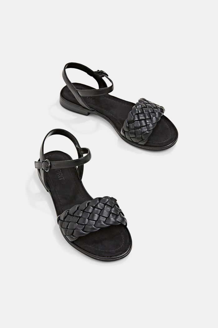 Sandalen met gevlochten bandjes, BLACK, detail image number 6