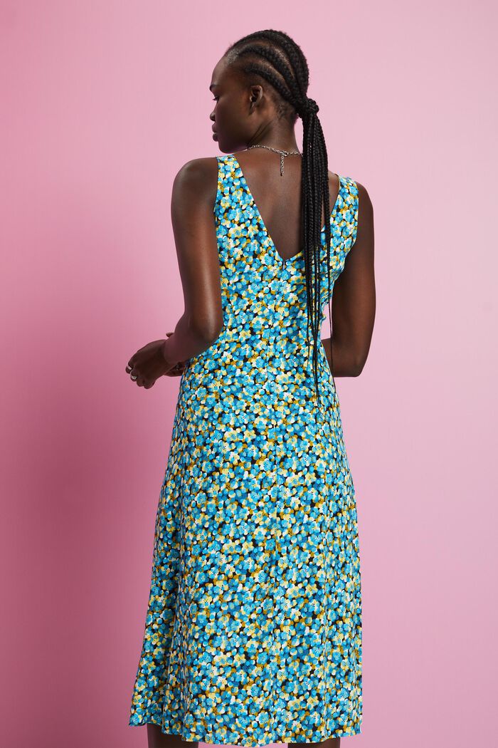Mouwloze midi-jurk met print all-over, TURQUOISE, detail image number 3