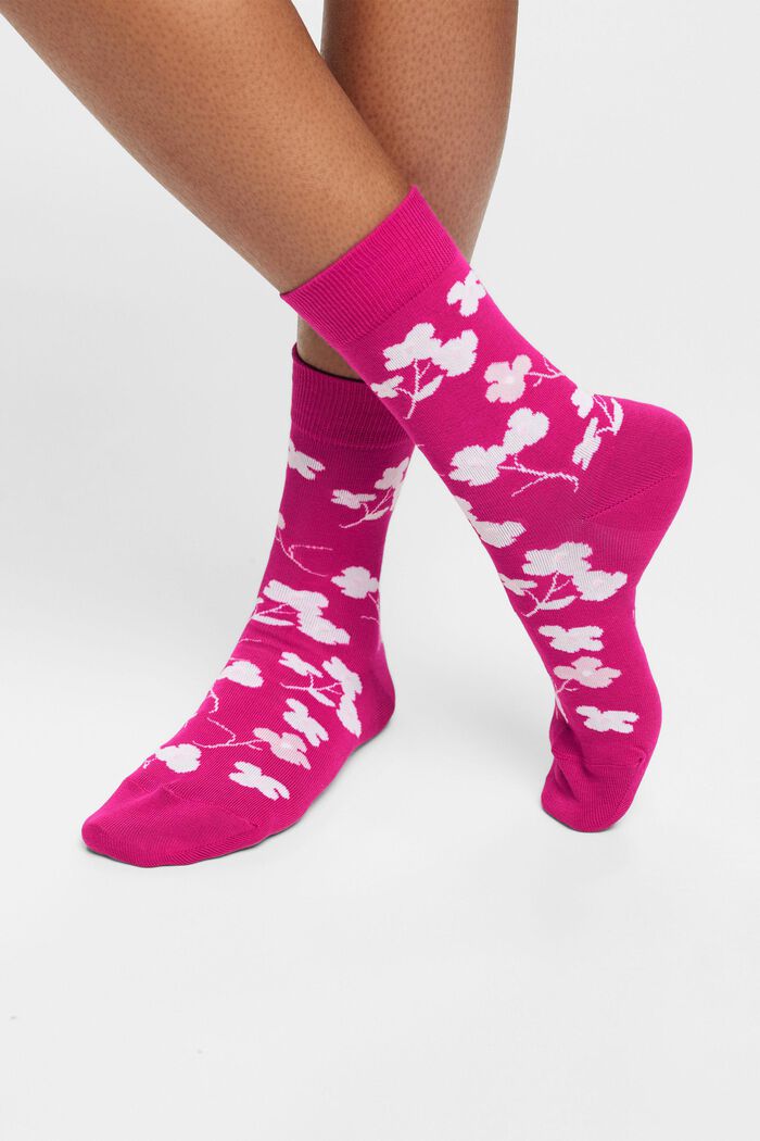 Set van 2 paar grofgebreide sokken met print, PINK, detail image number 1