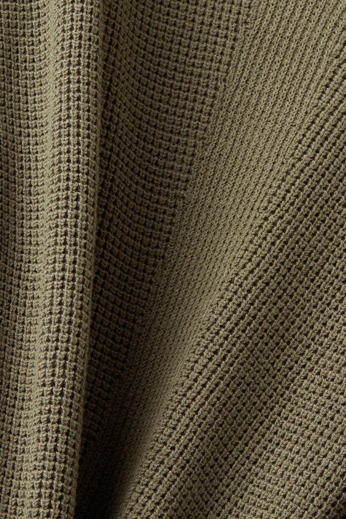 Gebreide trui in een los model met V-hals, LIGHT KHAKI, detail image number 5