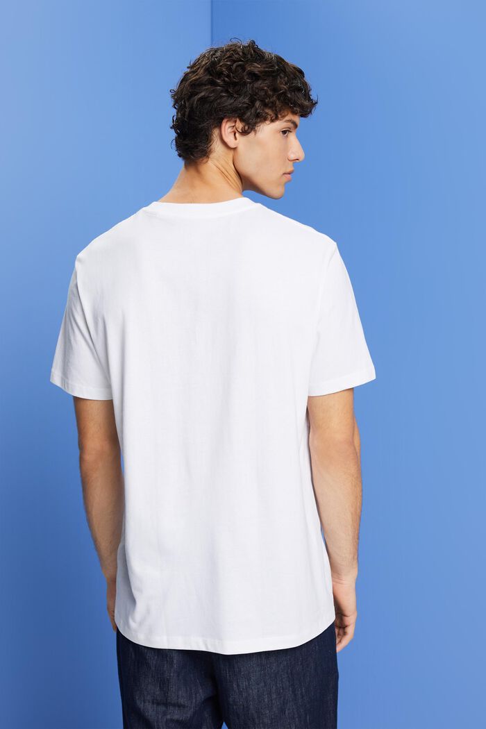 T-shirt met print op de borst, 100% katoen, WHITE, detail image number 3