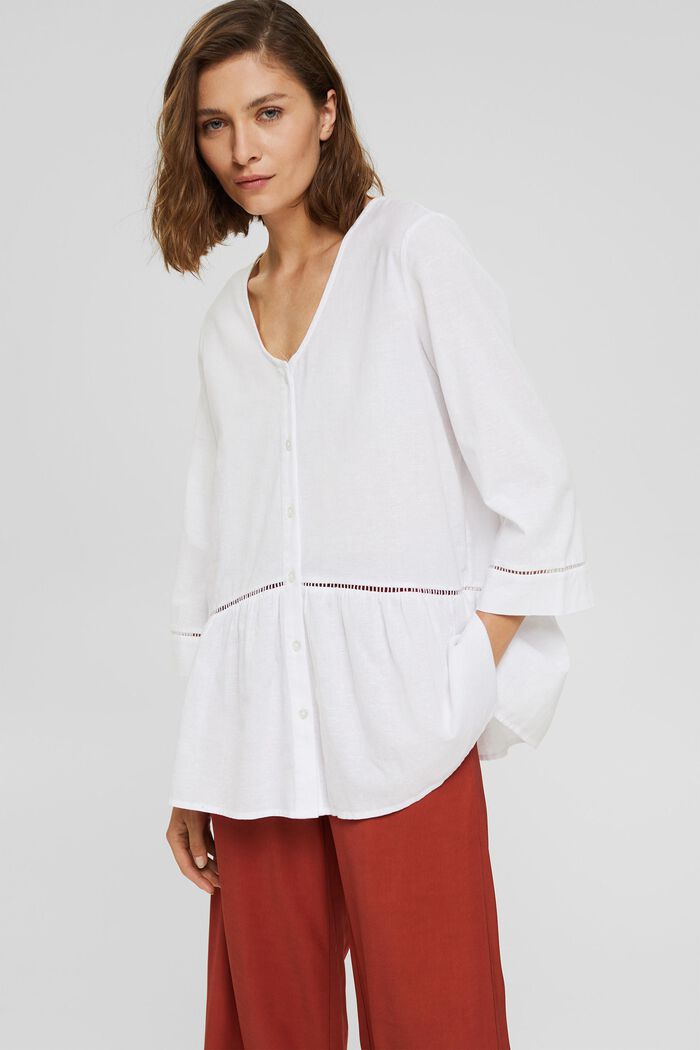 Met hennep: blouse met schootje, WHITE, detail image number 0